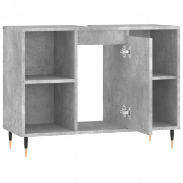 Dulap pentru baie, gri beton, 80x33x60 cm, lemn compozit - Img 8