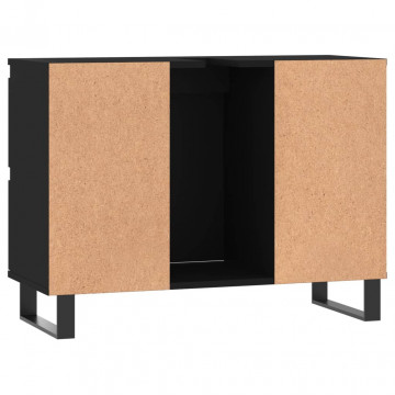 Dulap pentru baie, negru, 80x33x60 cm, lemn compozit - Img 6