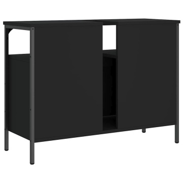 Dulap pentru chiuvetă baie, negru, 80x30x60 cm, lemn prelucrat - Img 7