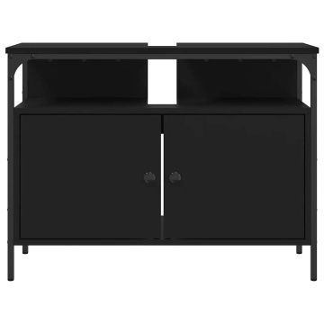 Dulap pentru chiuvetă baie, negru, 80x30x60 cm, lemn prelucrat - Img 8
