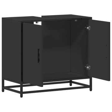 Dulap pentru chiuvetă de baie negru 65x33x60 cm lemn prelucrat - Img 7