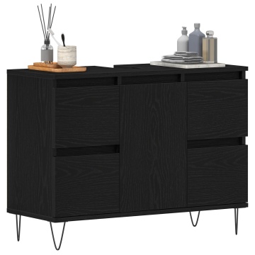 Dulap pentru chiuvetă de baie Negru Stejar 80x33x60 cm Lemn prelucrat - Img 3