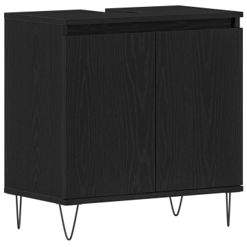 Dulap pentru chiuvetă de baie Stejar Negru 58x33x60 cm Lemn prelucrat - Img 2