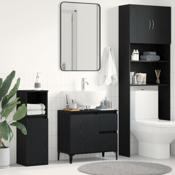 Dulap pentru chiuvetă Negru Stejar 65x33x60 cm din lemn prelucrat - Img 1