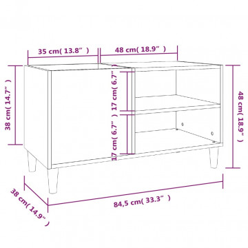 Dulap pentru discuri gri beton 84,5x38x48 cm lemn prelucrat - Img 7
