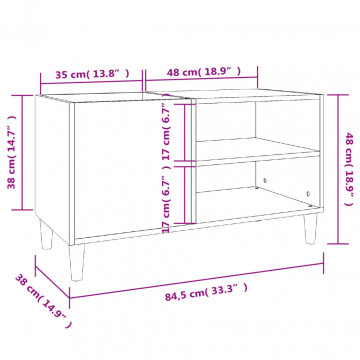 Dulap pentru discuri, negru, 84,5x38x48 cm, lemn prelucrat - Img 7