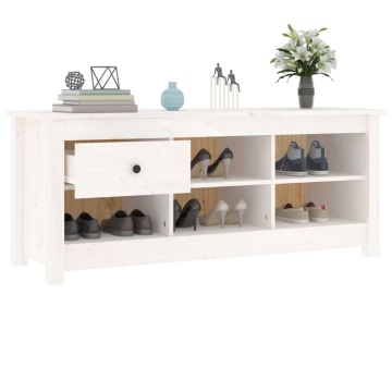 Dulap pentru pantofi, alb, 110x38x45,5 cm, lemn masiv pin - Img 7