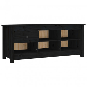 Dulap pentru pantofi, negru, 110x38x45,5 cm, lemn masiv pin - Img 2