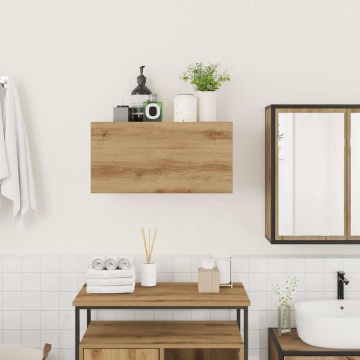 Dulap perete baie stejar artizanal, 60x25x30 cm, lemn prelucrat - Img 3