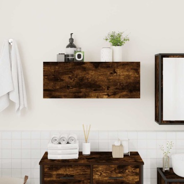 Dulap perete baie, stejar fumuriu, 80x25x30 cm, lemn prelucrat - Img 3