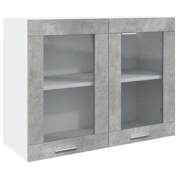 Dulap suspendat din sticlă gri beton 80x31x60 cm - Img 2