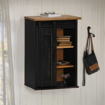 Dulap suspendat HALDEN cu ușă glisantă negru 49x22,5x70 cm pin - Img 1
