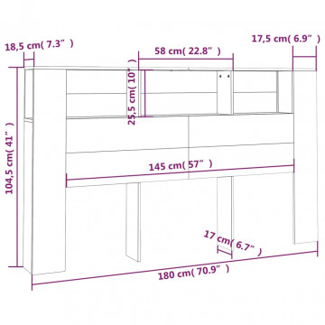 Dulap tăblie, gri beton, 180x18,5x104,5 cm - Img 5