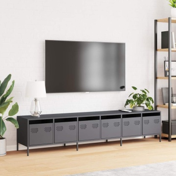 Dulap TV, antracit, 202x39x43,5 cm, oțel laminat la rece - Img 3