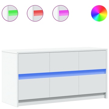 Dulap TV cu LED, alb, 100x34x50 cm, lemn prelucrat - Img 2