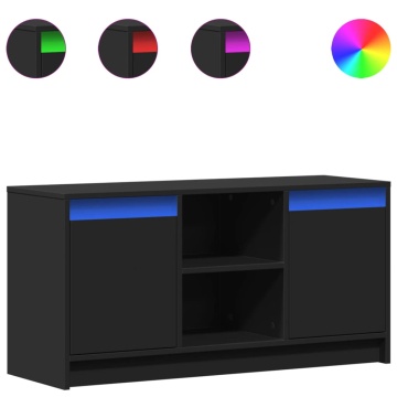 Dulap TV cu LED, negru, 100x34x50 cm, lemn prelucrat - Img 2
