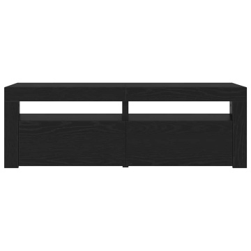 Dulap TV cu LED stejar negru 120x35x40 cm lemn prelucrat - Img 6
