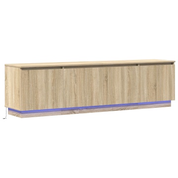 dulap TV cu LED Stejar Sonoma 180x38x49 cm Lemn prelucrat - Img 2