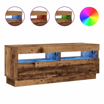 Dulap TV cu lumini LED lemn vechi 100x35x40 cm lemn prelucrat - Img 2