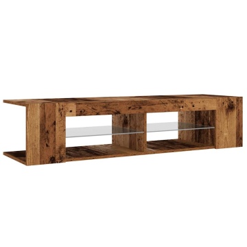 Dulap TV cu lumini LED lemn vechi 135x39x30 cm lemn prelucrat - Img 5