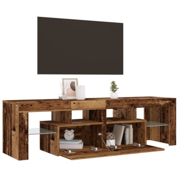 Dulap TV cu lumini LED lemn vechi 140x36,5x40 cm lemn prelucrat - Img 8
