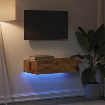 Dulap TV cu lumini LED, lemn vechi, 60x35x15,5 cm - Img 4