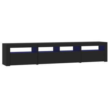 Dulap TV cu lumini LED, negru, 210x35x40 cm - Img 2