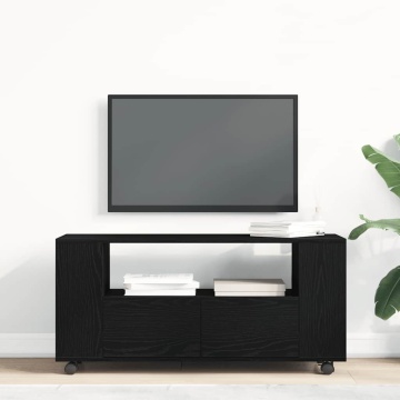 Dulap TV cu roți stejar negru 102x34,5x43 cm lemn prelucrat - Img 3
