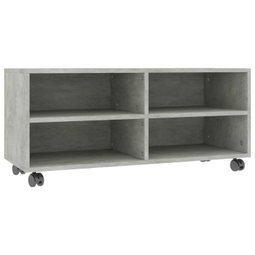 Dulap TV cu rotile, gri beton, 90x35x35, lemn prelucrat - Img 2