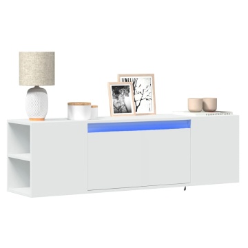 Dulap TV de perete cu lumini LED, alb, 135x31x39,5 cm - Img 1