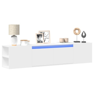 Dulap TV de perete cu lumini LED, alb, 180x31x39,5 cm - Img 1