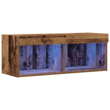 Dulap TV de perete cu lumini LED Lemn vechi 80x30x30 cm - Img 2
