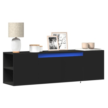 Dulap TV de perete cu lumini LED, negru, 135x31x39,5 cm - Img 1