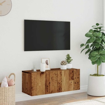 Dulap TV de perete, lemn vechi, 80x30x30 cm, lemn prelucrat - Img 3