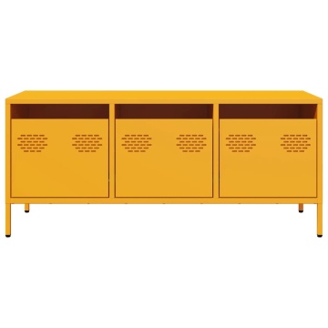 Dulap TV, galben muștar, 101,5x39x43,5 cm, oțel laminat la rece - Img 4