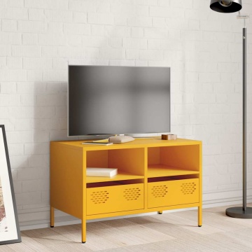 Dulap TV, galben muștar, 68x39x43,5 cm, oțel laminat la rece - Img 3