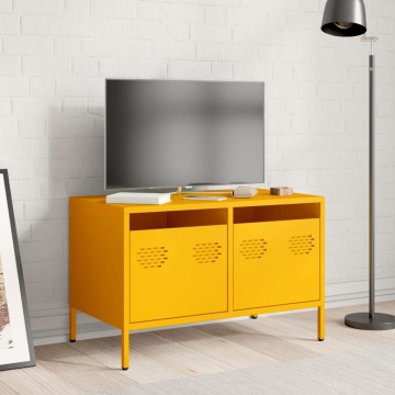 Dulap TV, galben muștar, 68x39x43,5 cm, oțel laminat la rece - Img 3