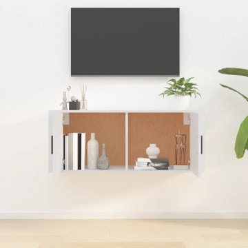 Dulap TV montat pe perete, alb, 100x34,5x40 cm - Img 3