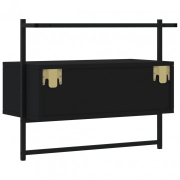 Dulap TV montat pe perete, negru, 60,5x30x51 cm, lemn prelucrat - Img 6