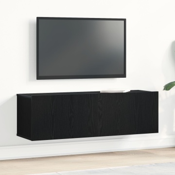 Dulap TV Montat pe Perete Negru din Lemn Compus 100x30x30 cm - Img 1