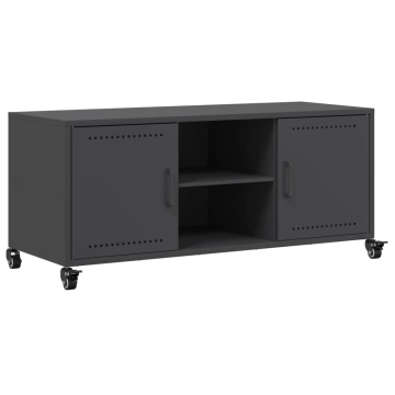 Dulap TV, negru, 100,5x39x43,5 cm, oțel laminat la rece - Img 2