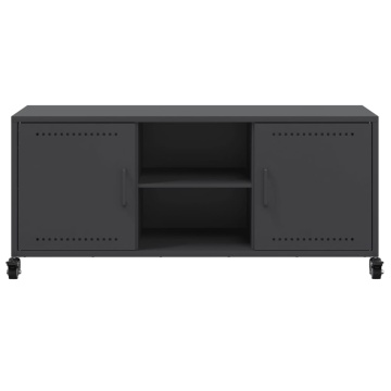 Dulap TV, negru, 100,5x39x43,5 cm, oțel laminat la rece - Img 5