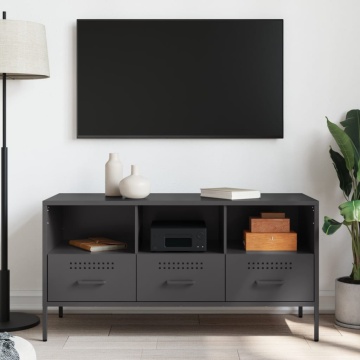 Dulap TV, negru, 100,5x39x50,5 cm, oțel laminat la rece - Img 3