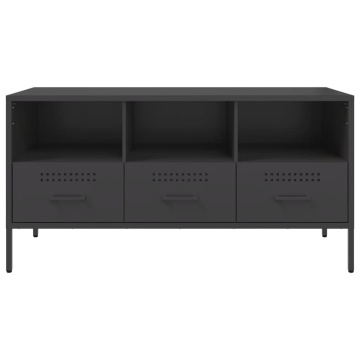 Dulap TV, negru, 100,5x39x50,5 cm, oțel laminat la rece - Img 5