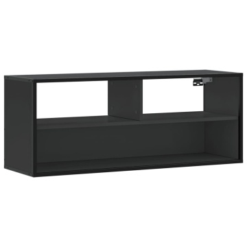 Dulap TV, negru, 100x31x39,5 cm, lemn prelucrat și metal - Img 2