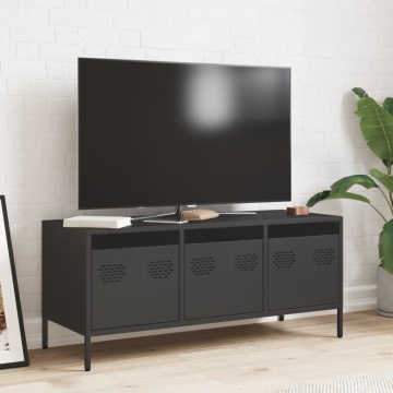 Dulap TV, negru, 101,5x39x43,5 cm, oțel laminat la rece - Img 3