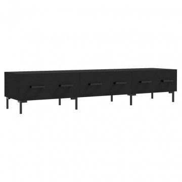 Dulap TV, negru, 150x36x30 cm, lemn prelucrat - Img 2