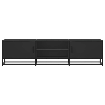 Dulap TV, negru, 160x35x41 cm, lemn prelucrat și metal - Img 4