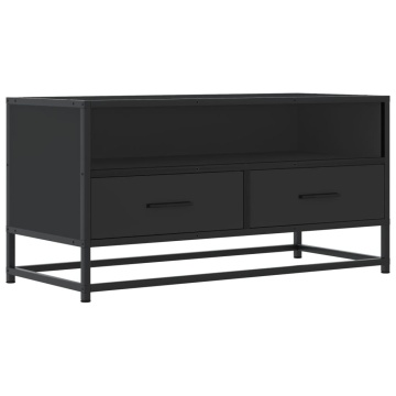 Dulap TV, negru, 80x34,5x40 cm, lemn prelucrat și metal - Img 2