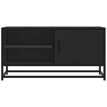 Dulap TV, negru, 80x34,5x40 cm, lemn prelucrat și metal - Img 4